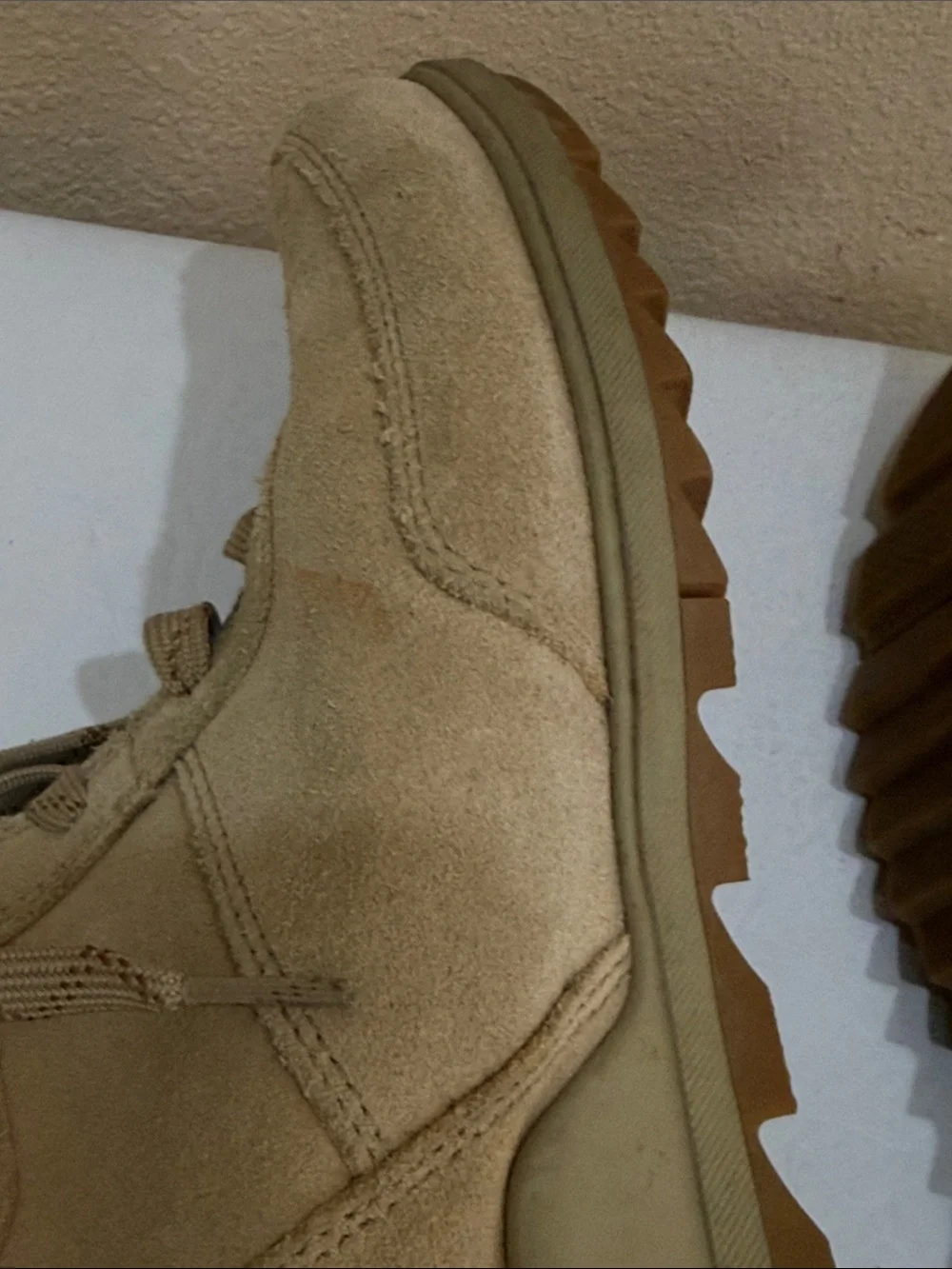 Sorel Beige Suede Lace-Up Wedge Sneakers